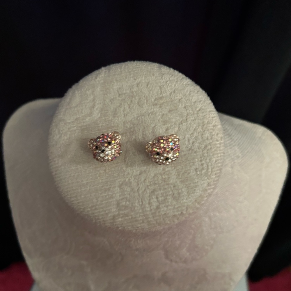 Betsey Johnson Pink and Gold Cluster Earrings
